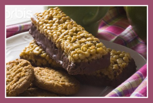 Close-up of cookies with protein bars