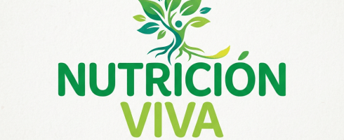 Nutrición Viva logo with a stylized human figure made of green leaves and roots, with the text 'Nutrición Viva' and 'Salud y Energía Natural'