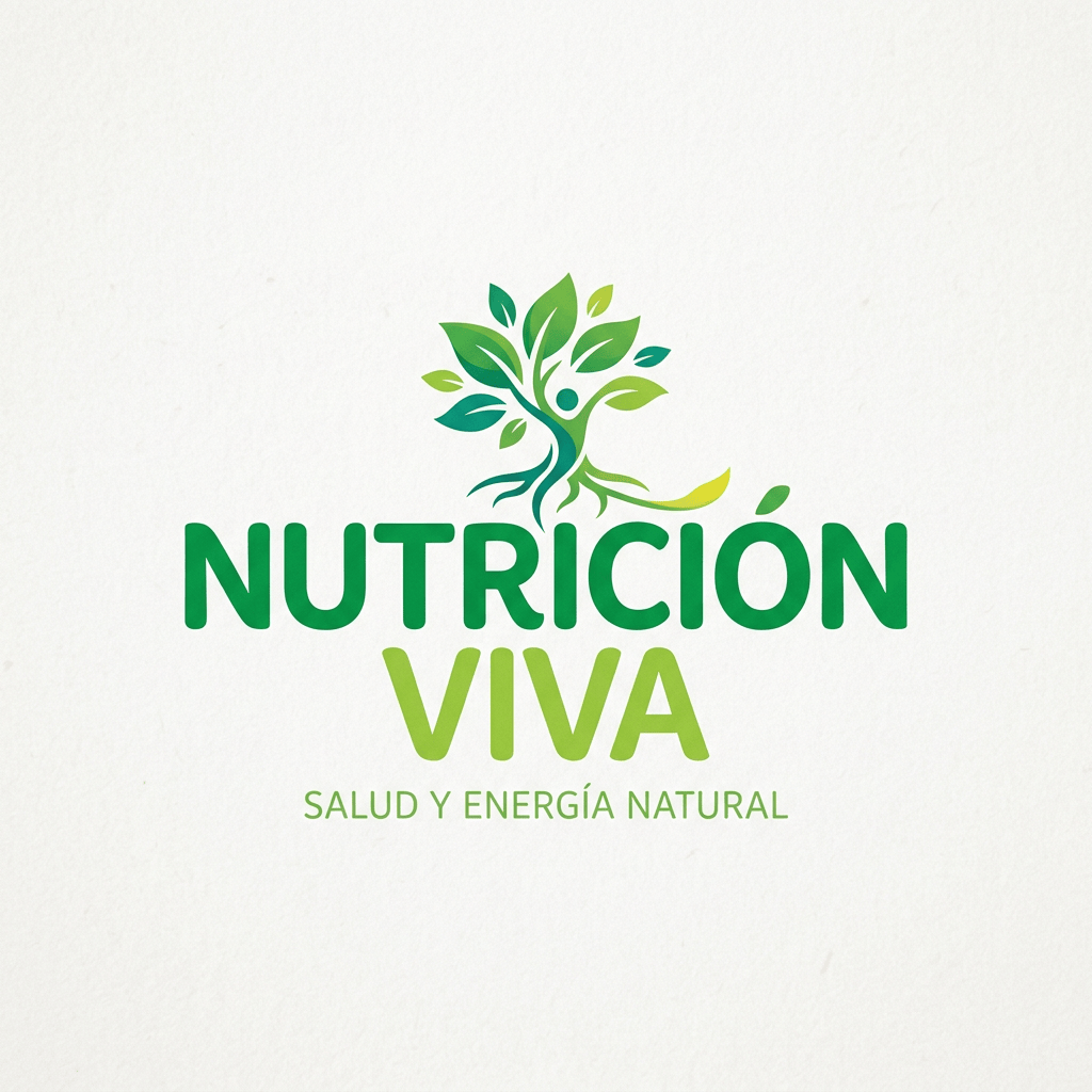 Imagen actual: Nutrición Viva logo with a stylized human figure made of green leaves and roots, with the text 'Nutrición Viva' and 'Salud y Energía Natural'