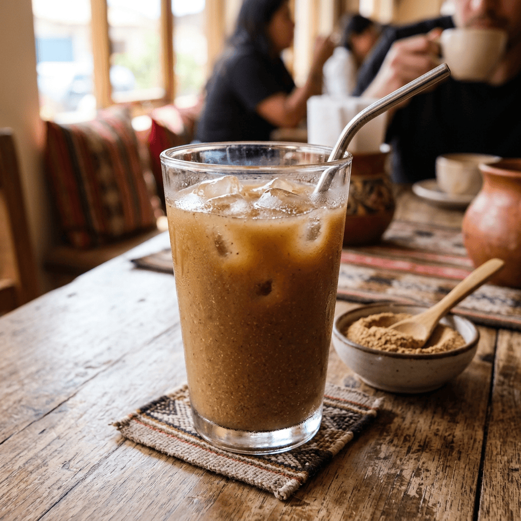 Imagen actual: Pito de cañahua drink with ice in glass