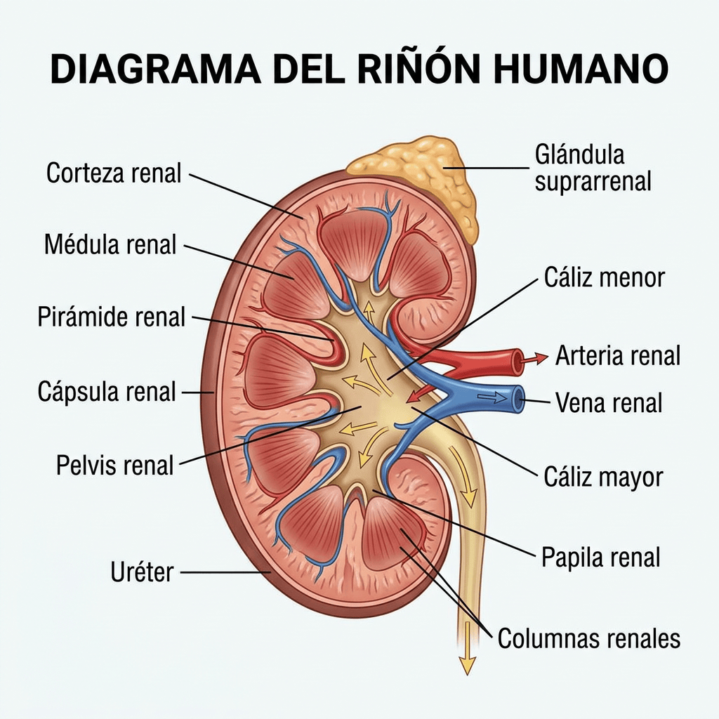 Imagen actual: Translate kidney diagram labels to Spanish