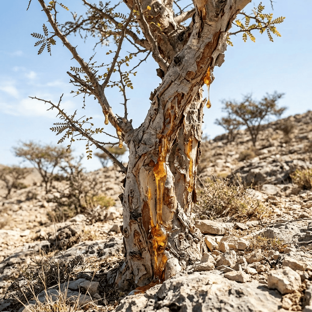 Imagen actual: Tree with peeling bark growing in a rocky arid terrain with sparse vegetation