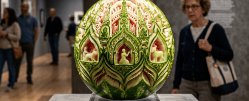 Watermelon turned into museum art piece