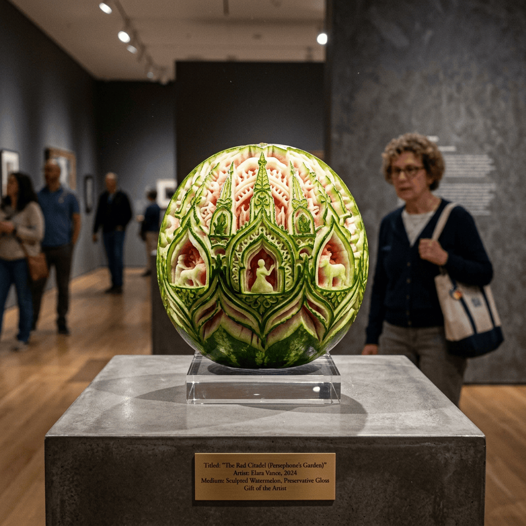 Imagen actual: Watermelon turned into museum art piece