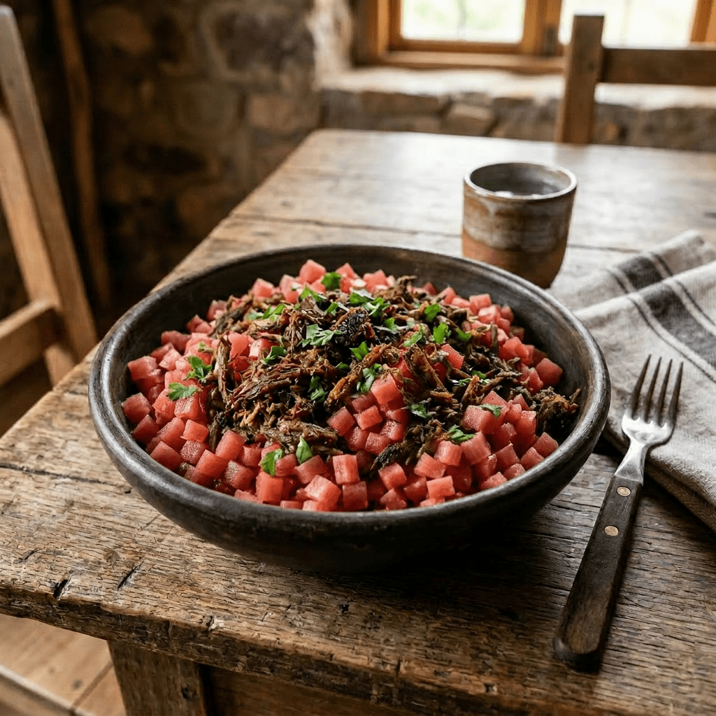 Imagen actual: Finely diced yuca, lighter red tone