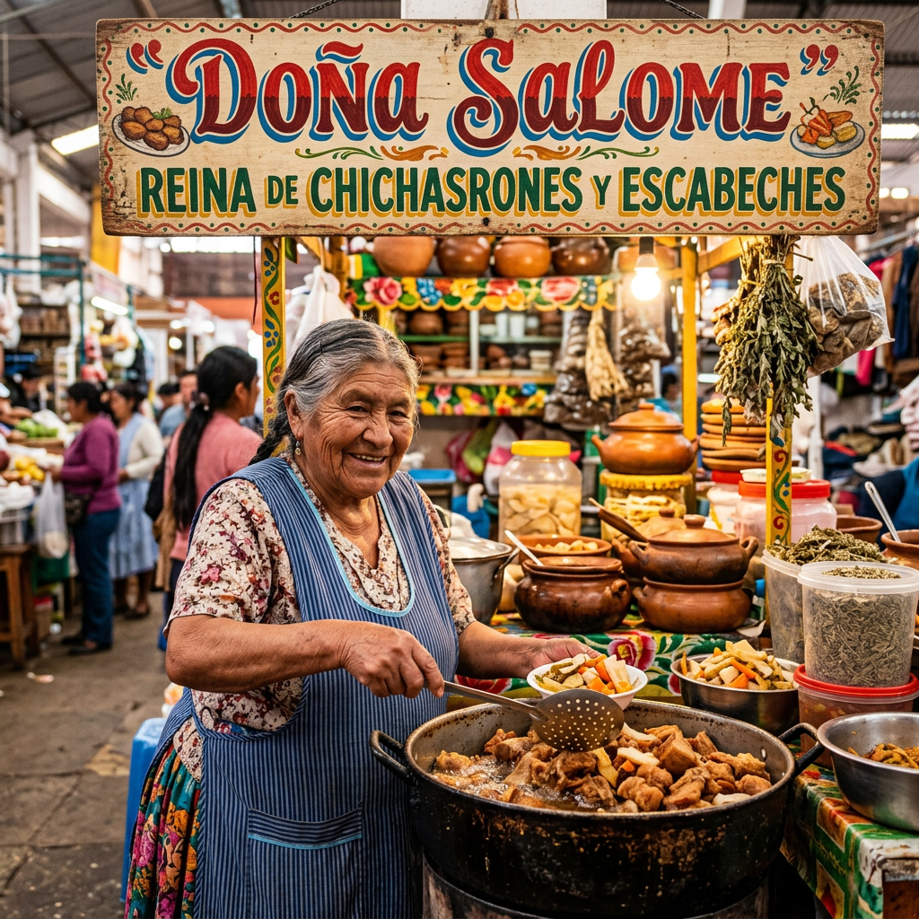Imagen actual: Add text: doña salome reina de chichasrones y escabeches